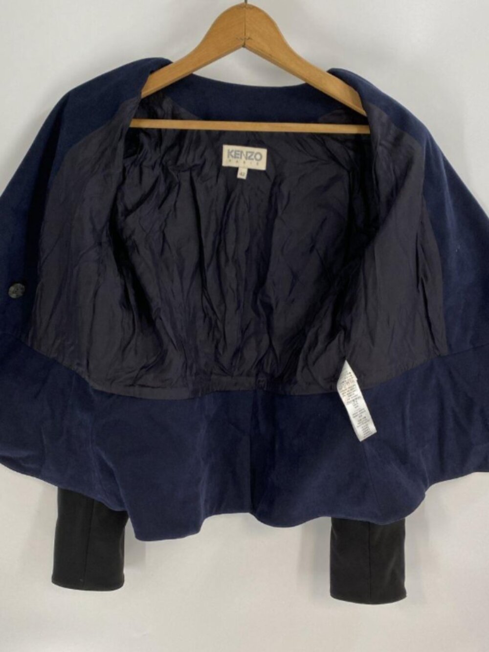 Kenzo Paris Navy Blue Black Colorblock Blazer Jacket FR 42 US 10 L - Picture 3 of 7